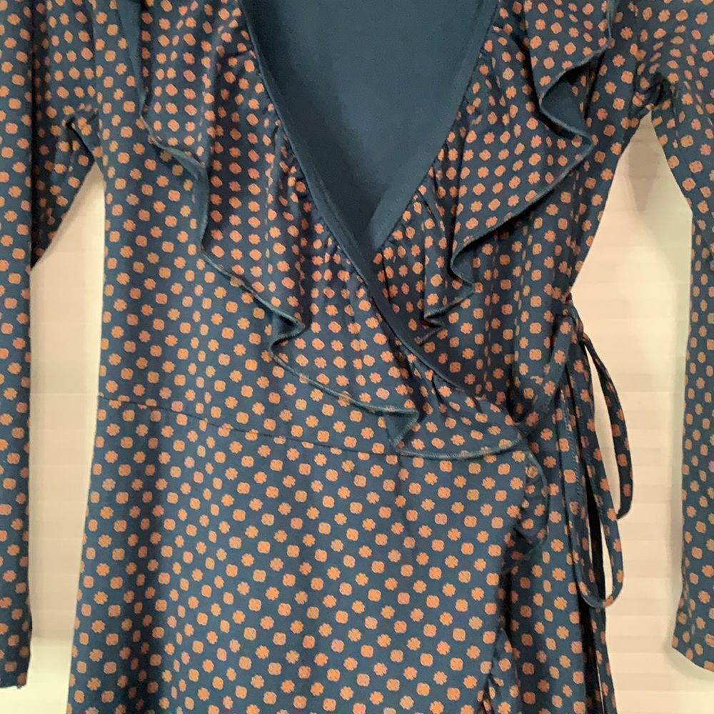 Matilda Jane Teal Ruffle‎ Wrap Fall Dress Small - Picture 9 of 9